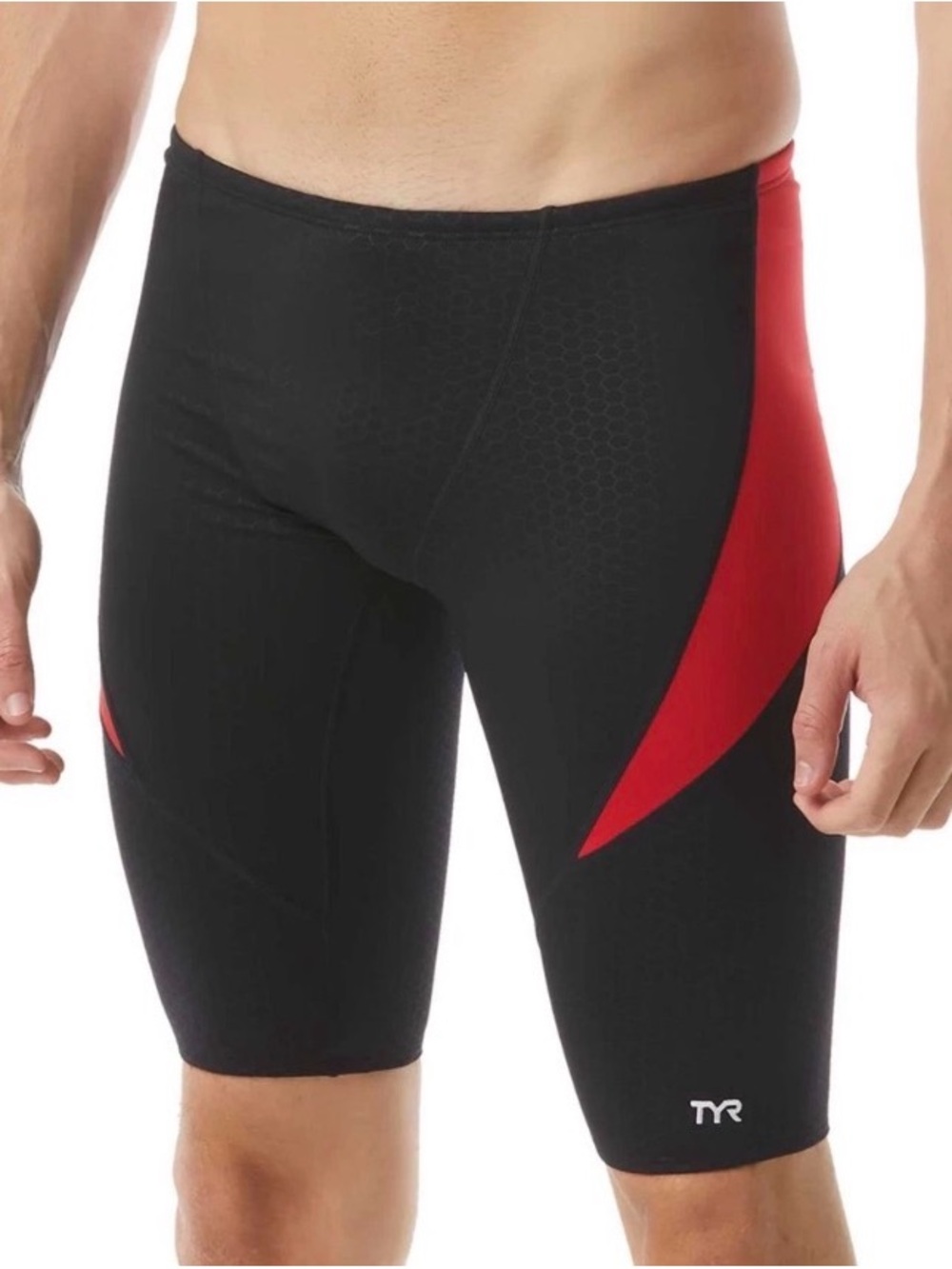 TYR Men’s Black Jammers with Red Accent Panels Sz 32